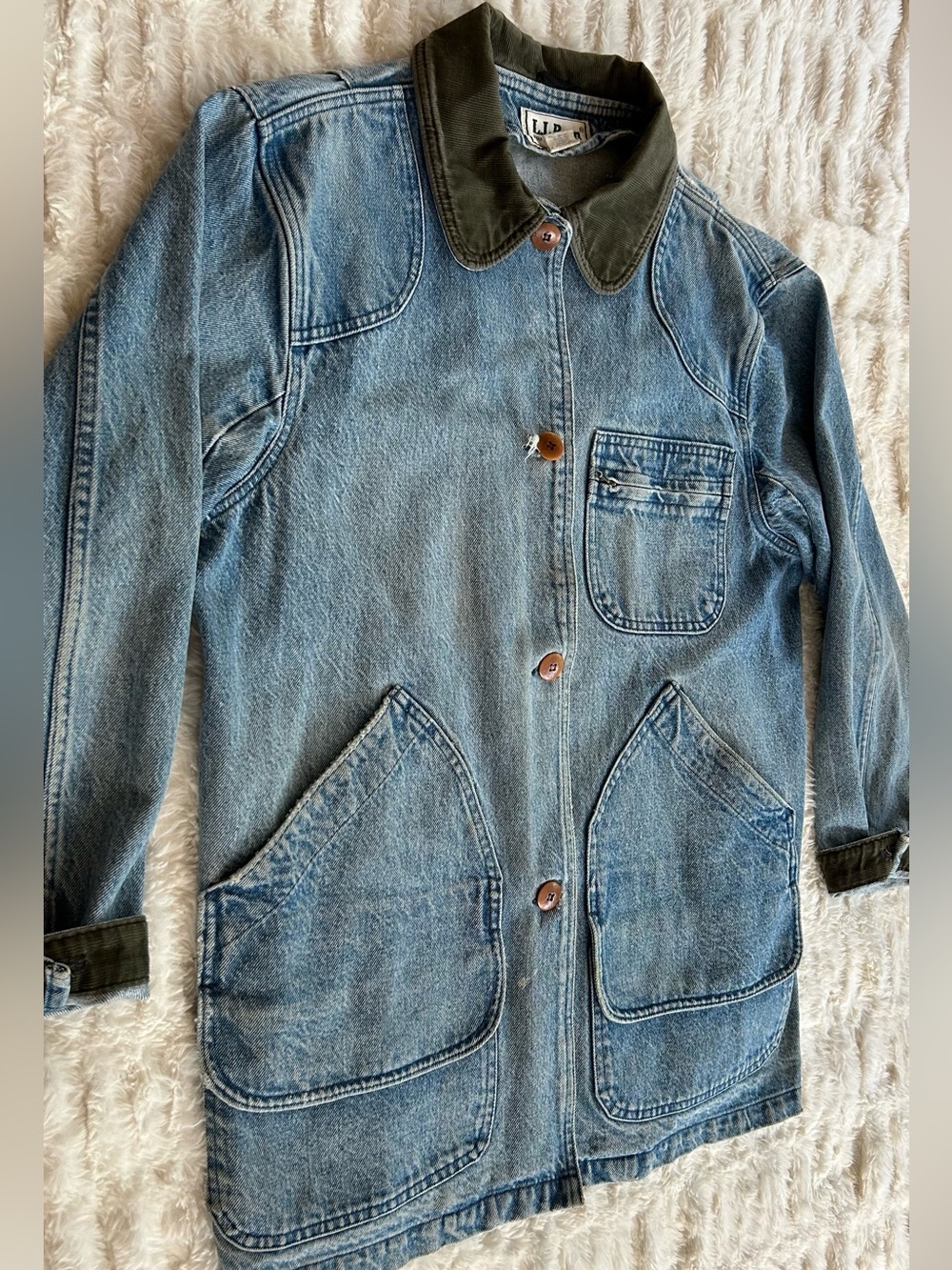 Made in USA LL Bean Vintage Chore Coat Barn Jacket Denim - Picture 4 of 13
